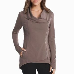 White House Black Market Taupe Tan Asymmetrical Zip Knit Jacket Moto Jacket